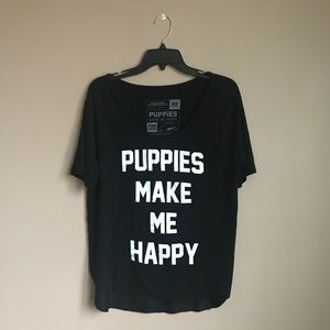 Puppies Make Me Happy black graphic tshirt - OS